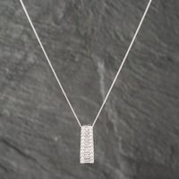 Pre-Owned 18ct White Gold 0.75ct Diamond 3 Row Pendant and 18 Inch Curb Chain 41142548
