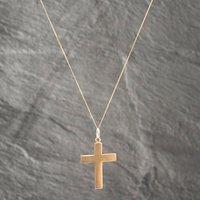 Pre-Owned 9ct Yellow Gold Plain Polished Cross Pendant and 18 Inch Curb Chain 41142597