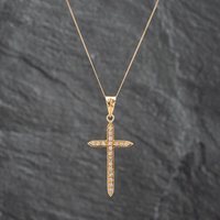 Pre-Owned 18ct Yellow Gold 0.38ct Diamond Set Cross Pendant and 18 Inch Curb Chain 41142645