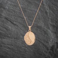 Pre-Owned 9ct Yellow Gold Half Engraved Locket Pendant and 18 Inch Belcher Chain 41142652