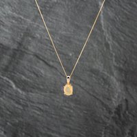 Pre-Owned 9ct Yellow Gold Ethiopian Opal Oval Pendant and 18 Inch Curb Chain 41142657