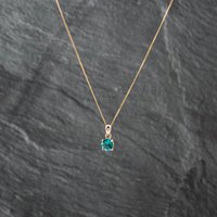 Pre-Owned 9ct Yellow Gold Glass Round Pendant and 18 Inch Curb Chain 41142666