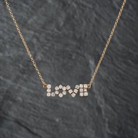 Pre-Owned 9ct Yellow Gold 1.00ct Diamond Love 16 Inch Belcher Necklace 41142678