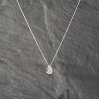 Pre-Owned 9ct White Gold Diamond Teardrop Pendant and 18 Inch Curb Chain 41142694
