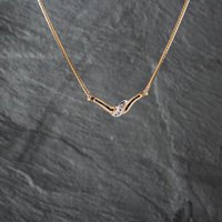 Pre-Owned 9ct Two Colour Gold Sapphire and Diamond Pendant and 17 Inch Snake Chain 41142721