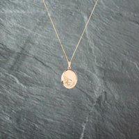 Pre-Owned 9ct Yellow Gold Oval Hand Engraved Locket Pendant and 18 Inch Curb Chain 41142753