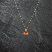 Pre-Owned Yellow Gold Orange Garnet Cluster Gemstone Pendant and 18 Inch Curb Chain 41142804