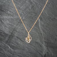 Pre-Owned 9ct Yellow Gold Sapphire and Cubic Zirconia Pendant and 16 Inch Curb Chain 41142850