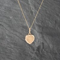 Pre-Owned 9ct Yellow Gold Engraved Heart Locket Pendant and 18 Inch Curb Chain 41142870
