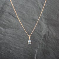 Pre-Owned 9ct Yellow Gold Aquamarine Teardrop Gemstone Pendant and 20 Inch Curb Chain 41142887