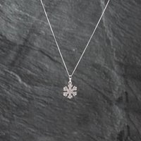 Pre-Owned 9ct White Gold 0.26ct Diamond Snowflake Pendant and 18 Inch Curb Chain 41142910