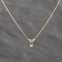 Second Hand Two Colour Gold Diamond Single Stone Pendant & 18 Inch Curb Chain 41143696