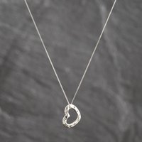 Second Hand 9ct White Gold Diamond Open Heart Pendant & 18 Inch Curb Chain 41143707