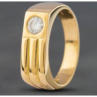 Pre-Owned 14ct Yellow Gold 0.40ct Brilliant Cut Diamond Oblong Signet Ring 4115333