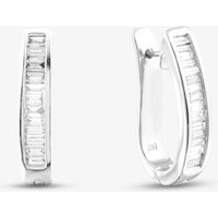 Pre-Owned 18ct White Gold 25mm 2.24ct Baguette Cut Diamond Set Hoop Earrings 41172332