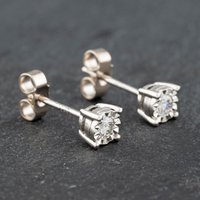 Pre-Owned 9ct White Gold Diamond Single Stone Stud Earrings 41172681