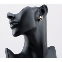 Pre-Owned 18ct Two Colour Gold Diamond Chainlink Stud Earrings 41172682