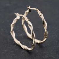 Pre-Owned White Gold 28mm Twisted Hoop Earrings 41172777