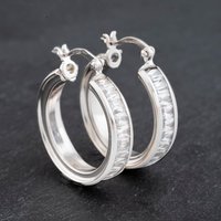 Pre-Owned 9ct White Gold 26mm Cubic Zirconia Hoop Earrings 41172904