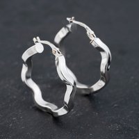 Pre-Owned 9ct White Gold 27mm Twist Hoop Earrings 41173110