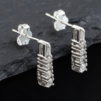 Pre-Owned 14ct White Gold 12.4mm 0.25ct Diamond Four Stone Dropper Earrings 41173133