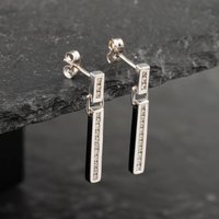 Pre-Owned 9ct White Gold 22.8mm 0.28ct Diamond Bar Dropper Earrings 41173138