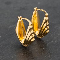 Pre-Owned Yellow Gold 19.3mm Art Deco Pattern Creole Earrings 41173199