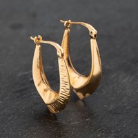 Pre-Owned Yellow Gold 25mm Diamond Cut Pattern Creole Earrings 41173269