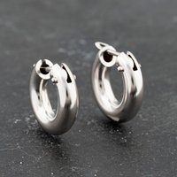 Pre-Owned 9ct White Gold 13.5mm Small Chunky Hoop Earrings 41173342