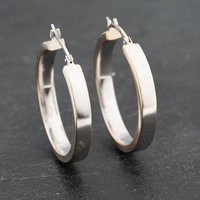 Pre-Owned 9ct White Gold 27mm Plain Hoop Earrings 41173378
