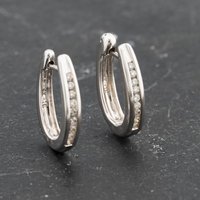 Pre-Owned 9ct White Gold 15mm Diamond Channel Set Leverback Earrings 41173389