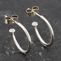 Pre-Owned White Gold 12mm Half Hoop Earrings 41173526