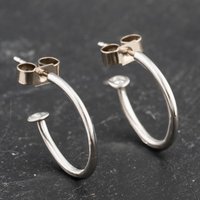 Pre-Owned White Gold 12mm Half Hoop Earrings 41173527