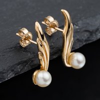 Pre-Owned 9ct Yellow Gold 20.6mm Cultured Pearl Stud Earrings 41173617