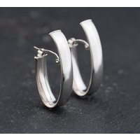 Pre-Owned 9ct White Gold 27mm Plain Oval Hoop Earrings 41173785