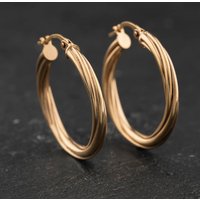 Second Hand Yellow Gold 19mm Twist Hoop Earrings 41174572