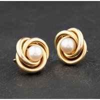 Second Hand 9ct Yellow Gold Cultured Pearl Stud Earrings 41174745