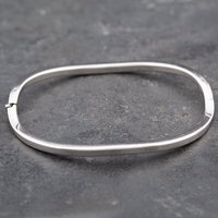 Pre-Owned 9ct White Gold Wave Hinged Bangle 41211204