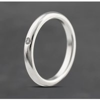 Pre-Owned Silver 0.02ct Brilliant Cut Diamond Tiffany Band Ring 41251557