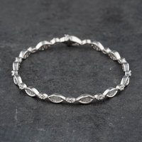 Pre-Owned 18ct White Gold 1.53ct Diamond Baguette and Brilliant Cut 7 Inch Tennis Bracelet 41281437