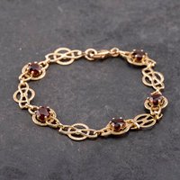 Pre-Owned 9ct Yellow Gold Garnet Patterned 7.5 Inch Bracelet 41281670