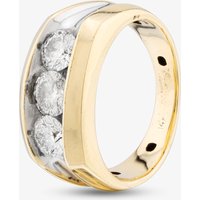 Pre-Owned 14ct Two Colour Gold 1.76ct Brilliant Cut Diamond Three Stone Signet Ring 41341439