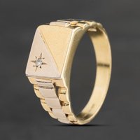 Second Hand 9ct Two Colour Gold Diamond Signet Ring 41342647