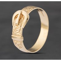Second Hand 9ct Yellow Gold Engraved Buckle Ring 41342670