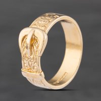 Second Hand 9ct Yellow Gold Engraved Buckle Ring 41342671