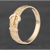 Second Hand 9ct Yellow Gold Engraved Buckle Ring 41342672