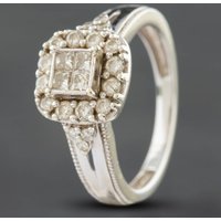 Pre-Owned 9ct White Gold Diamond Cluster Ring 41381047