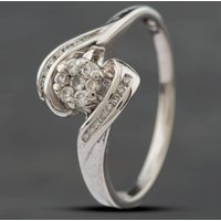Pre-Owned 9ct White Gold Brilliant Cut Diamond Shoulder Set Twist Cluster Ring 41381121