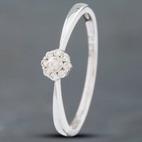 Pre-Owned 9ct White Gold 0.10ct Brilliant Cut Diamond Round Flower Cluster Ring 41381884