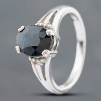 Pre-Owned 18ct White Gold Oval Cut Sapphire and Diamond Set Shoulders Oval Dress Ring 41381891